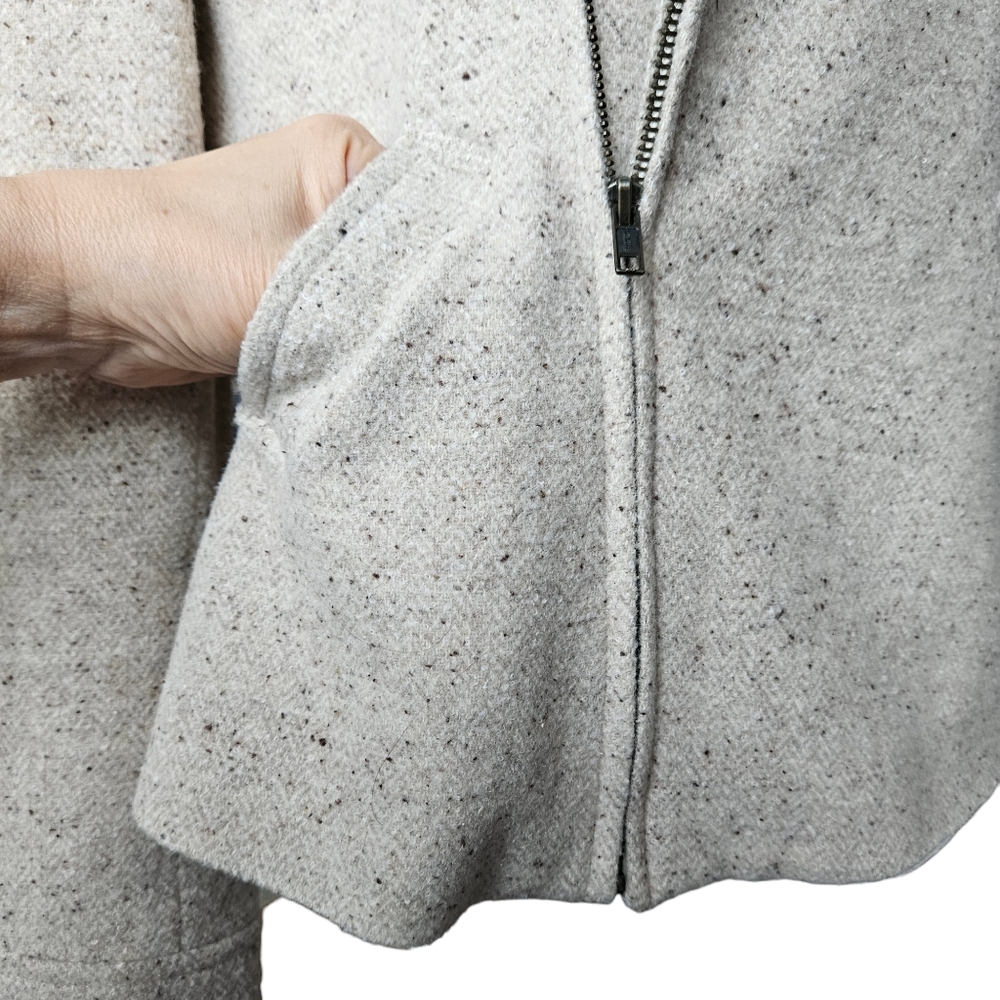 Sevil asymmetrical woolen oatmeal bomber jacket blazer fully lined size 10 - Picture 4 of 16